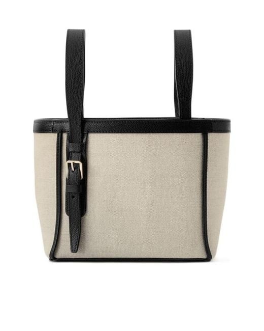 Valextra Black Soft Canvas Bucket Micro Bag