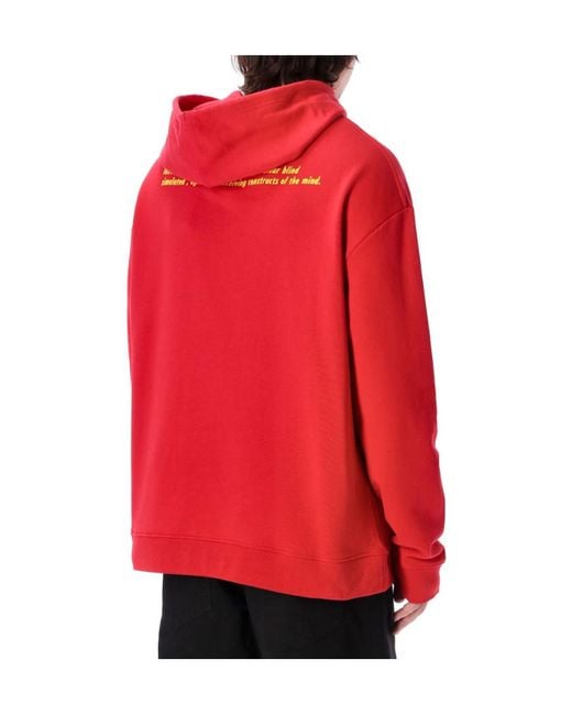 Raf Simons Red Ghost Printed Drawstring Hoodie for men
