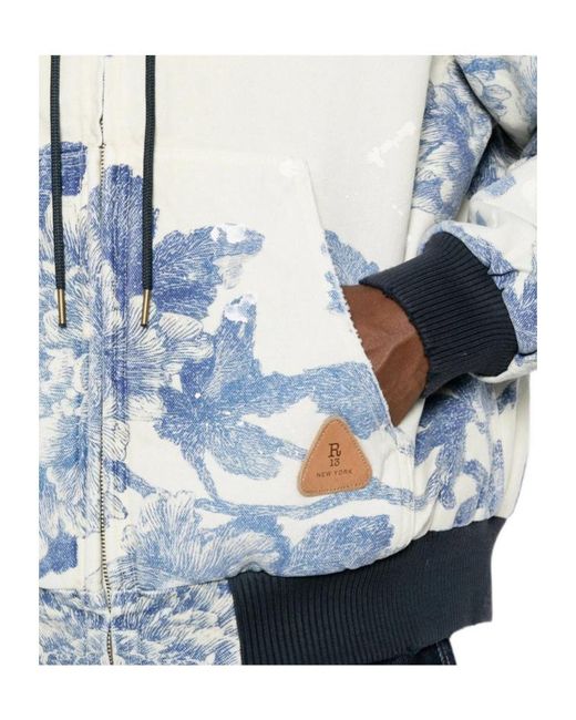 R13 Blue Printed Drawstring Casual Jacket for men