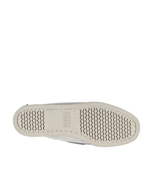 Sebago White Docksides Portland Lace-Up Boat Shoes for men