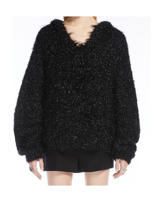 Sportmax Black V-Neck Long-Sleeved Hoodie