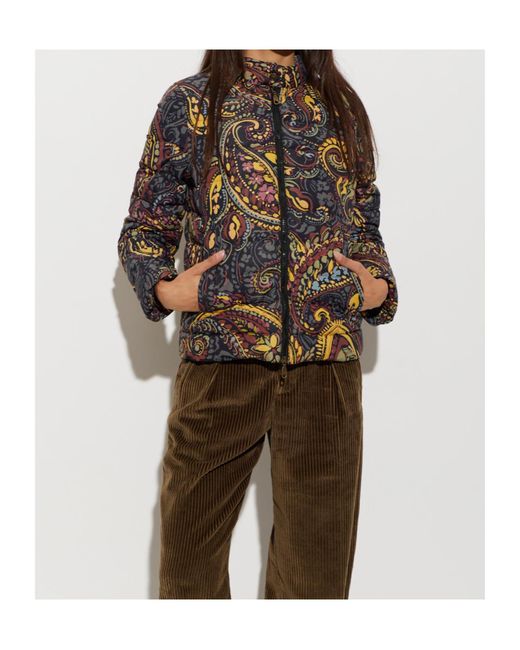 Etro Multicolor Cropped Recycled Nylon Down Jacket With Paisley Motif