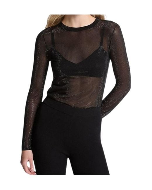 Michael Kors Black Michael Embellished Mesh Top