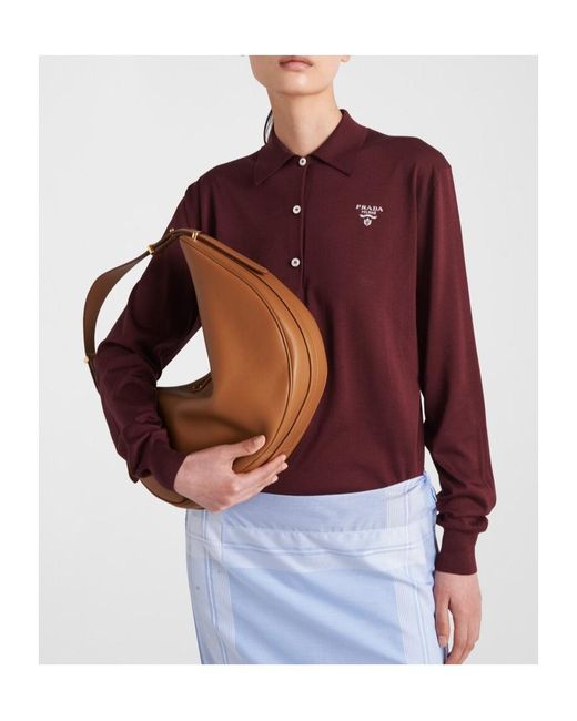 Prada Purple Silk Long-Sleeve Polo Shirt