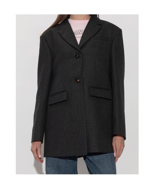 Ganni Black Wool Suiting Blazer