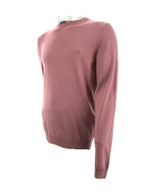 Boss Pink Round Neck Sweater for men