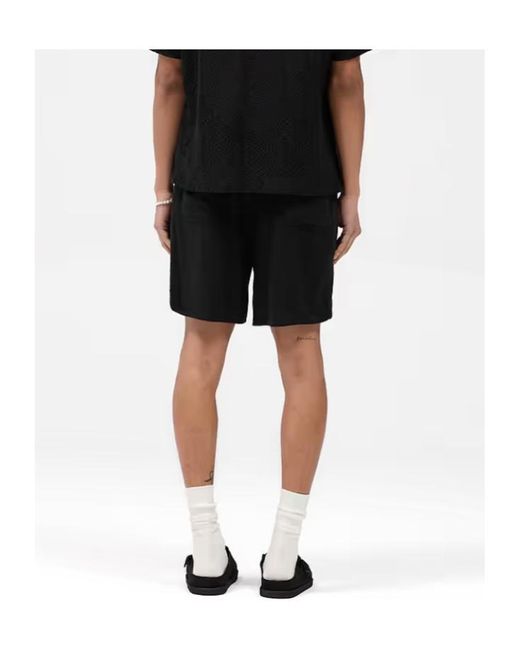Represent Black Knitted Panel Shorts for men