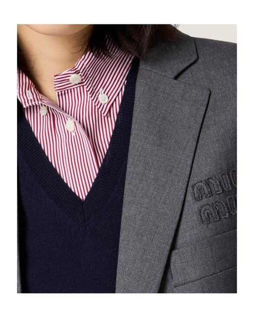 Miu Miu Gray Single-Breasted Suit Jacket