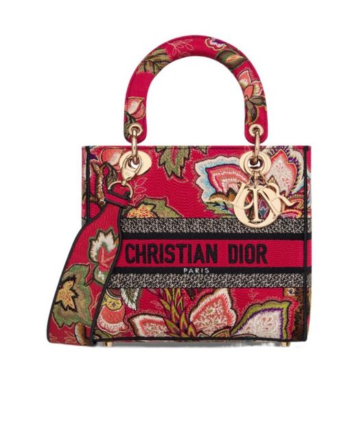 Dior Red Medium Lady D-Lite Bag