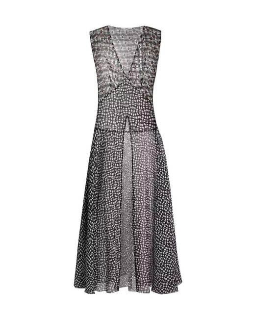 Fendi Gray Printed Georgette Dress
