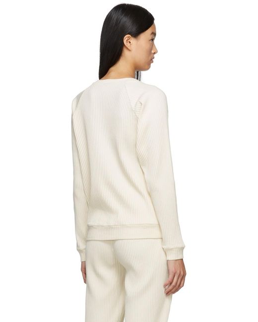 Baserange White Crew Neck Ribbed Sweatshirt