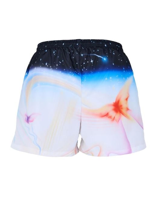 Casablanca Blue Elastic Waist Swim Trunks for men