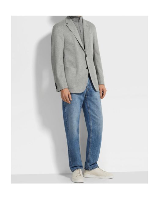 Zegna Gray Oasi Cashmere Blazer for men