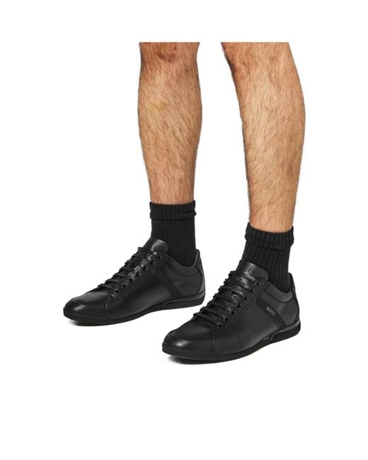 Boss Black Saturn Smooth Low Top Premium Leather Trainers for men