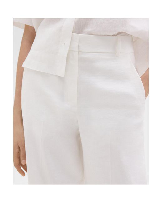 Theory White High-Waist Wide-Leg Pants