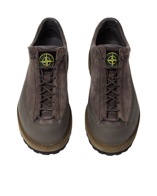 Stone Island Brown Lace-Up Suede Sneakers for men