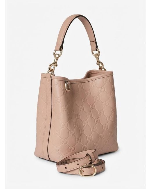 Gucci Pink Gg Emblem Small Bucket Bag