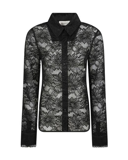 Sportmax Black Floral-Lace Shirt