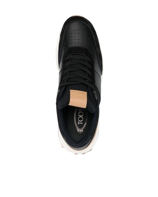 Tod's Black Panelled Lace-Up Sneakers for men