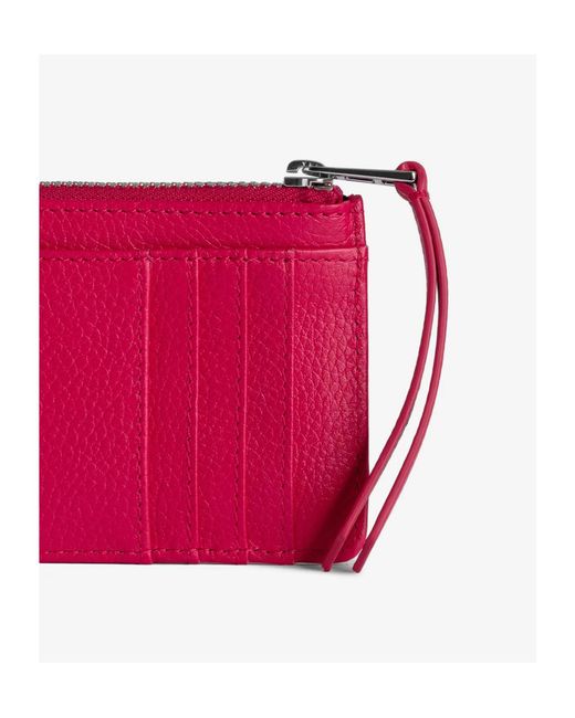 Zadig & Voltaire Pink Logo Plaque Zipped Card Case