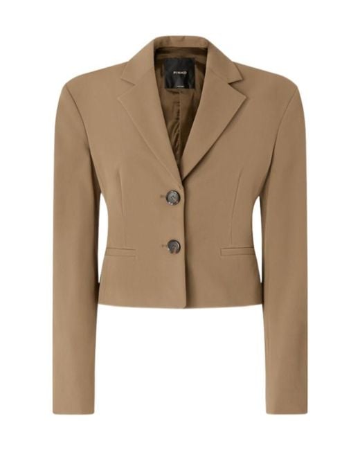 Pinko Natural Single-Breasted Cropped Blazer