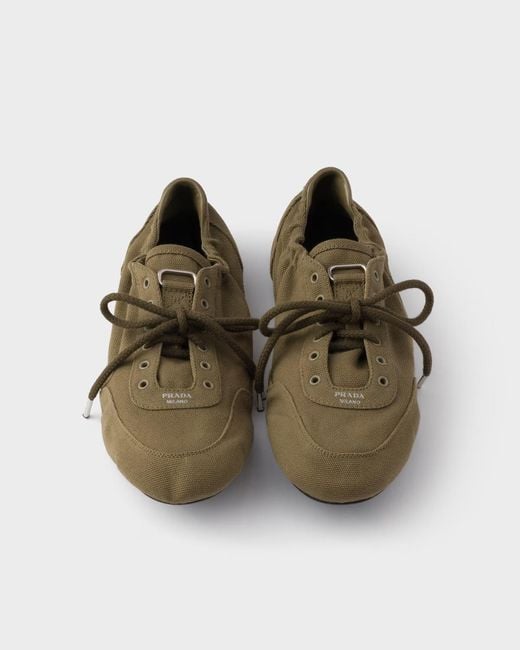 Prada Green Collapse Lace-Up Sneakers