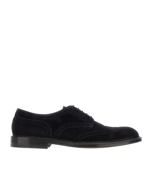 Doucal's Black Brogue-Detail Suede Oxford Shoes for men