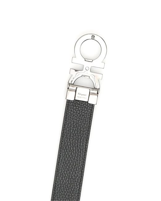 Ferragamo White Ferragamo Gancini Reversible Belt for men