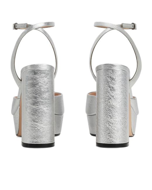 Gucci White Horsebit Platform Sandal