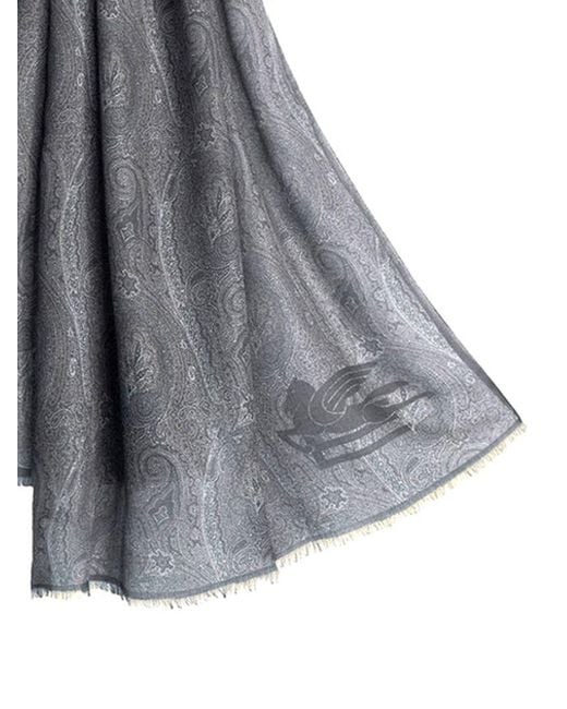 Etro Gray Printed Scarf for men
