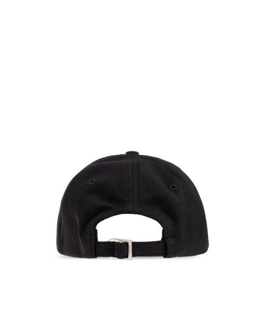 Jacquemus Black Logo Plaque Curved Peak Cap for men
