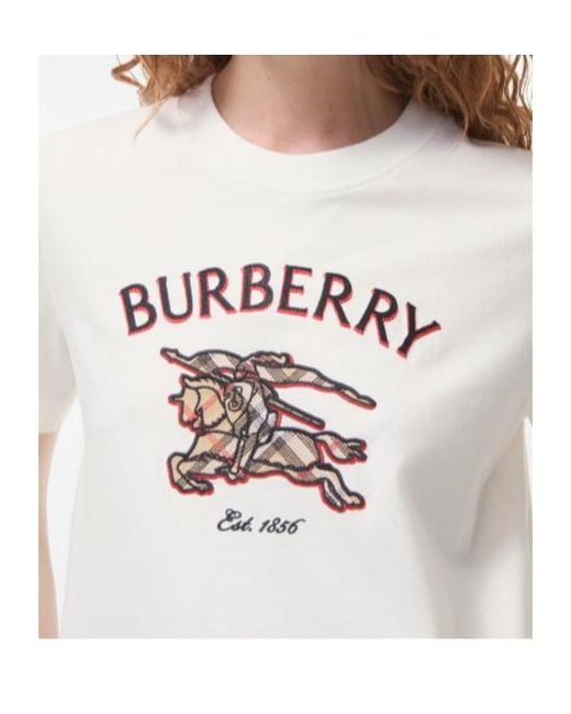 Burberry White Knight Check Cotton T-Shirt