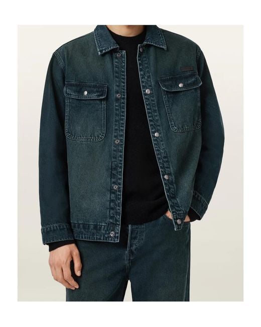 AllSaints Green Castleford Denim Jacket for men