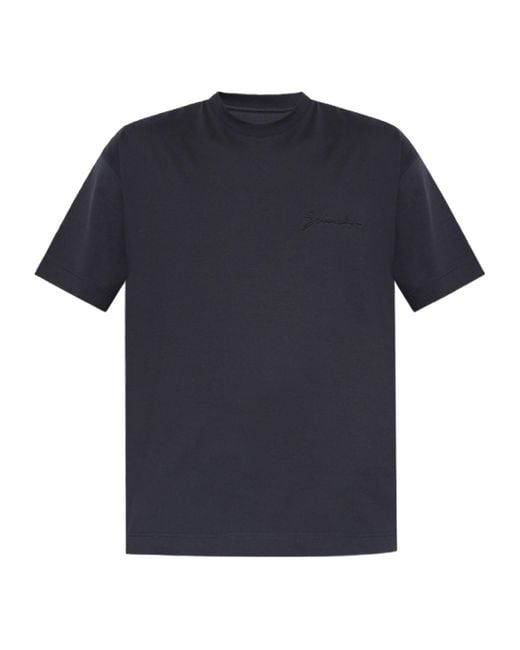 Givenchy Blue Logo Embossed Crewneck T-Shirt for men