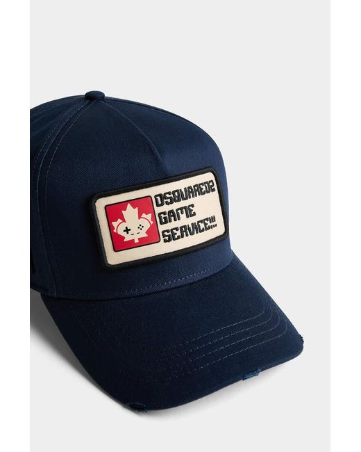 DSquared² Blue Gaming Logo Patch Baseball Cap for men