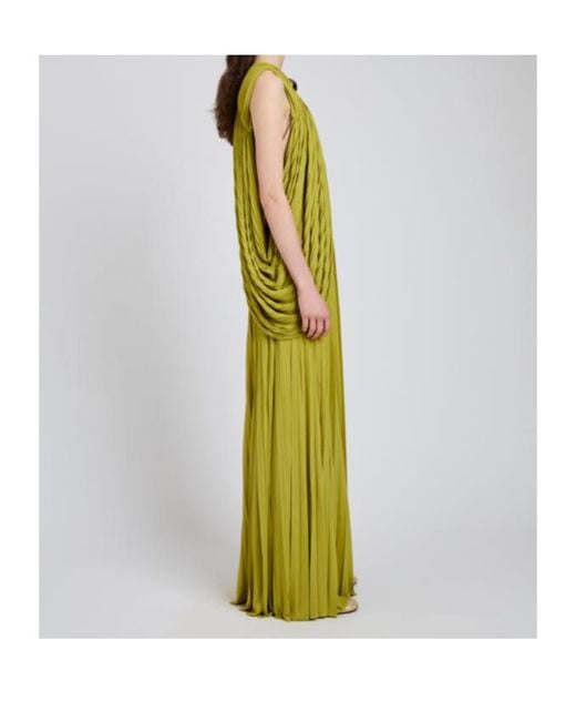 Proenza Schouler Green Bari Embellished Draped Gauze-Jersey Top And Maxi Skirt Set
