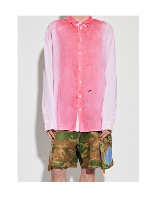 DSquared² Pink Long-Sleeved Buttoned Shirt for men