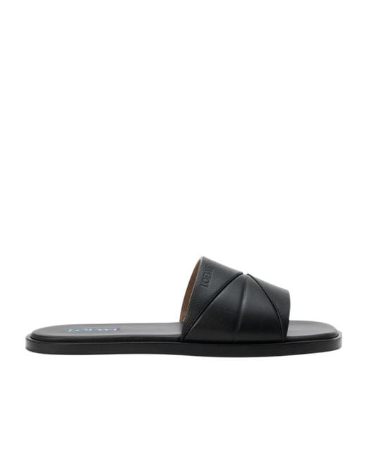 Loewe Black Origami Leather Sandals for men