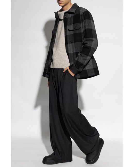 Woolrich Black Check-Pattern Wool Shirt for men