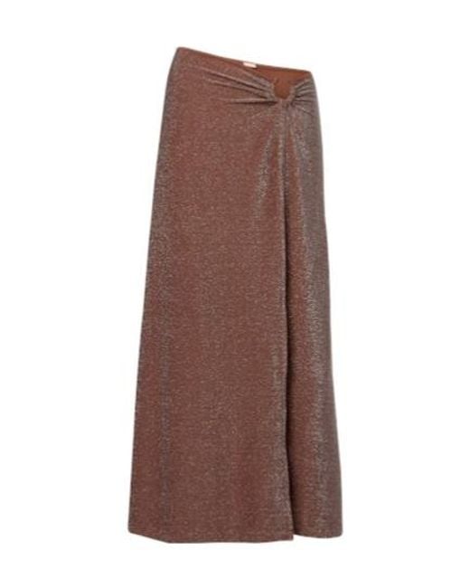 Johanna Ortiz Brown Ring-Detail Midi Skirt