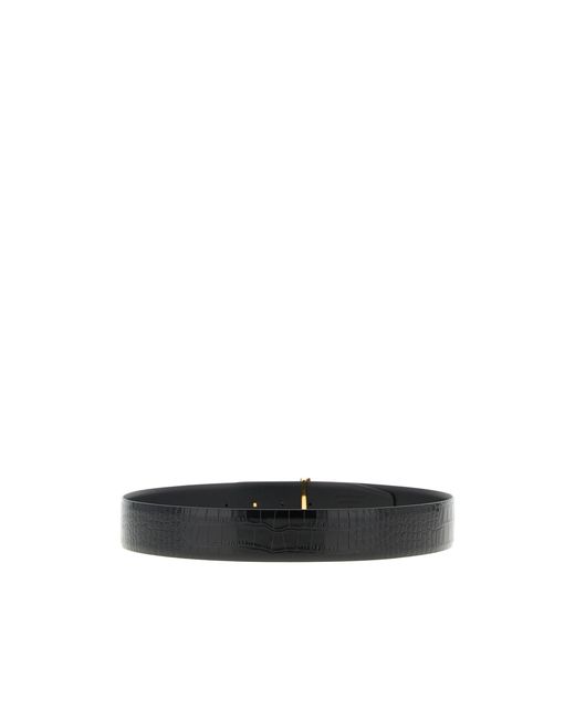 Tom Ford White Reversible Crocodile-Effect Logo Belt for men