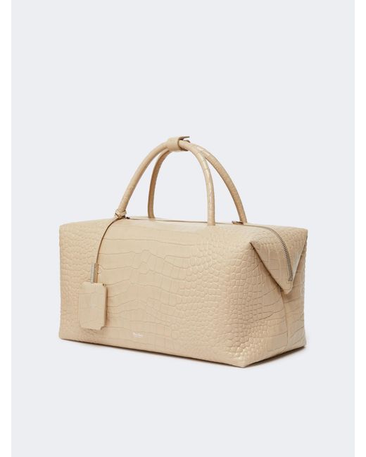 Max Mara Natural Croc-Embossed Large Shoulder Bag