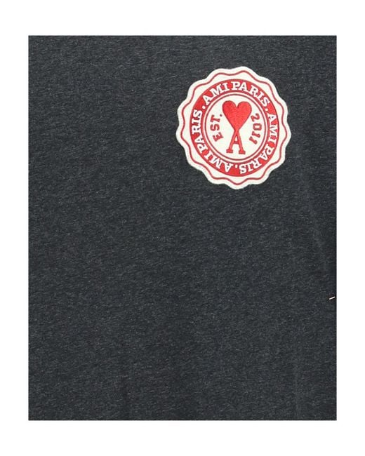 AMI Black Logo-Patch Oversized T-Shirt for men