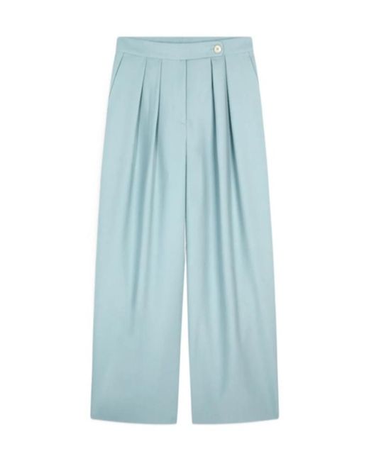 Dries Van Noten Blue Wide-Pleated Casual Pants
