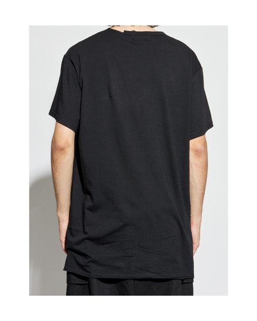 Yohji Yamamoto Black T-Shirt With A Slit for men