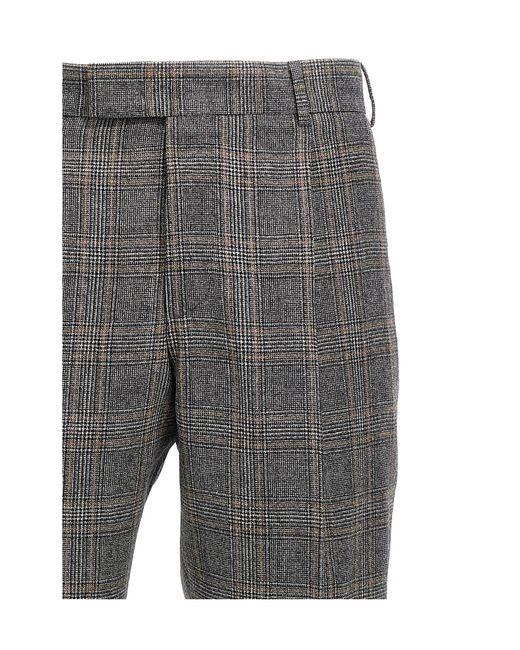 PT01 Gray Checked Casual Pants for men