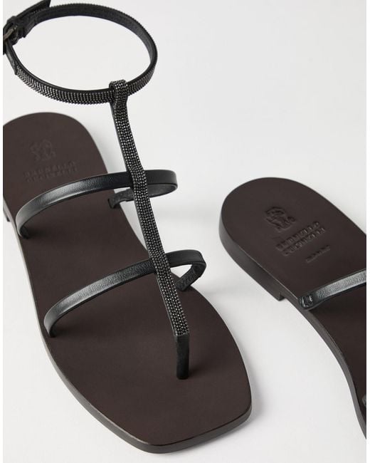 Brunello Cucinelli Brown Precious Strap Sandals