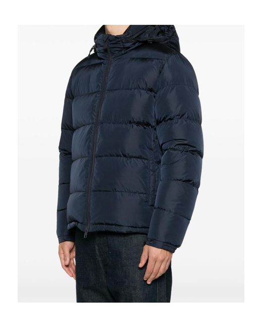 Aspesi Blue Hooded Zip Padded Jacket for men