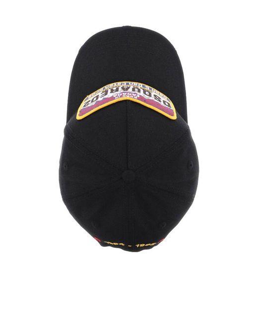 DSquared² Black Logo Patch Curved Peak Cap for men