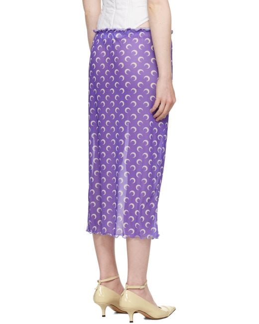 MARINE SERRE Purple Recycled Moon Mesh Midi Skirt